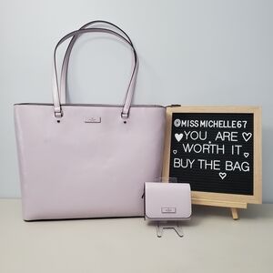 Kate Spade Bridget Lilac Crinkle Tote and Wallet Set. NWT.